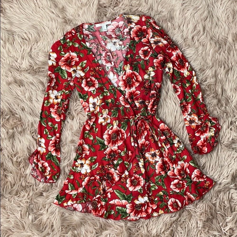 Red floral dress